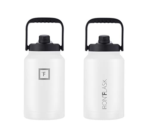 IRON °FLASK Sports Water Bottle - 128 Oz/One Gallon, 2 Lids, Straw and Spout, Leak Proof, Vacuum Insulated Stainless…