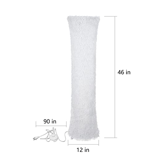 Floor Lamp for Living Room Bedrooms, Contemporary Floor Lamps with White Cloth Fabric Shade, Faux Feather Tassels Finish