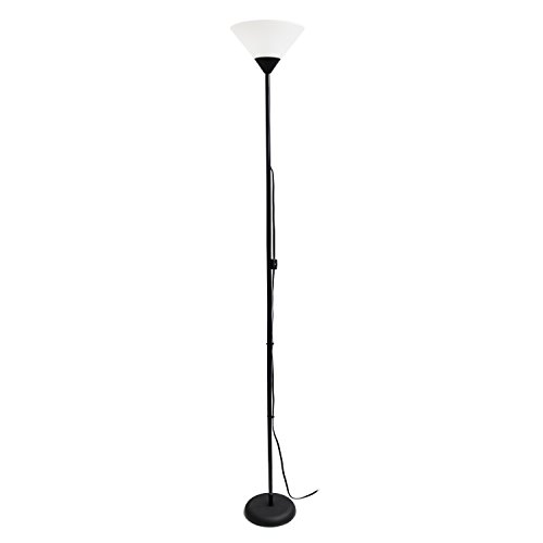 Simple Designs LF1011-BLK 1 Light Stick Torchiere Floor Lamp, Black