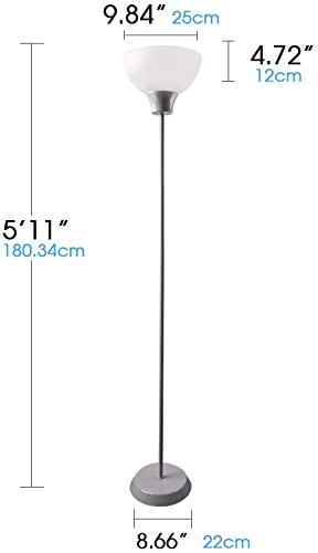 LED Floor Lamp, 5W Energy Saving Mordern Standing Silver Floor Lamp for Living Room, Office, 4000K Cool White, 1 Pack