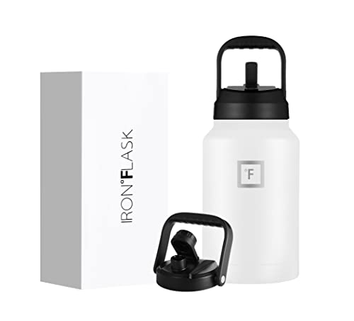 IRON °FLASK Sports Water Bottle - 128 Oz/One Gallon, 2 Lids, Straw and Spout, Leak Proof, Vacuum Insulated Stainless…