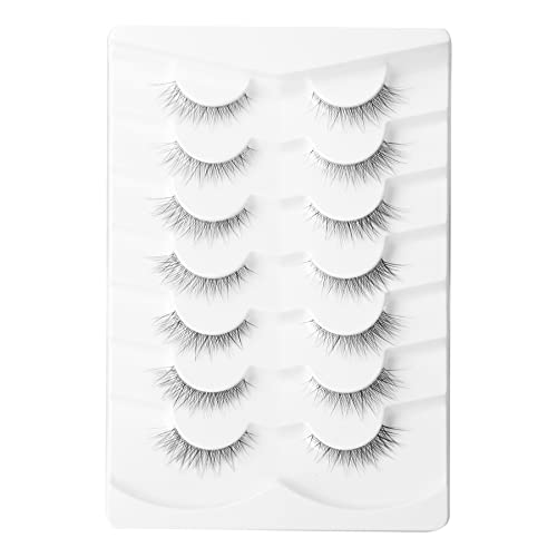 Gmagictobo Lashes Natural Short False Eyelashes Wispy Lashes Pack Light Volume Clear Band Soft Fake Eye lashes 7 Pairs…