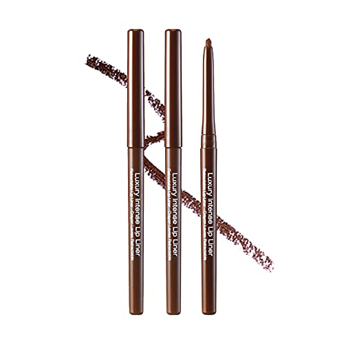 kiss new york Luxury Intense Lip Liner, Long-Lasting Creamy Lip Liner Retractable Easy to Use Lip Liner 3PCS (Dark Brown…