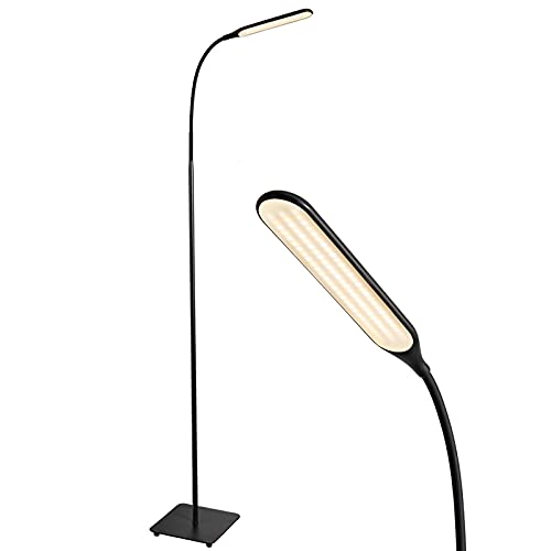 LED Floor Lamp, 4 Brightness Levels & 4 Colors Dimmable Floor Lamp Modern Standing Light Adjustable Gooseneck Task…