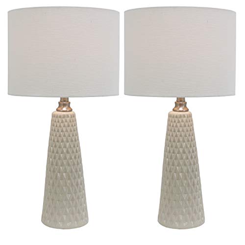 Decor Therapy MP1631 Set of Two Jameson Textured Ceramic Table Lamps, 13x13x26.5, Ivory, 2 Count