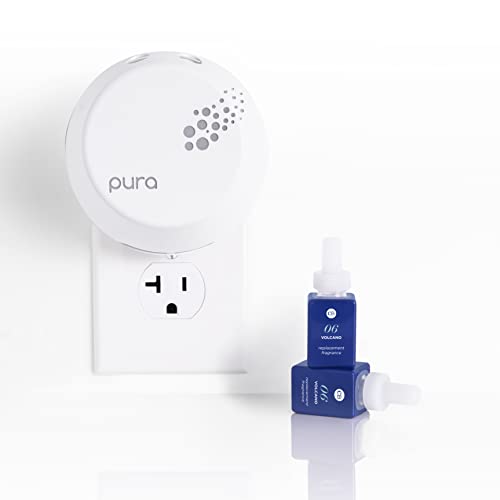 Capri Blue Pura Smart Home Plug-in Diffuser Kit: 1 App-Controlled Aromatherapy Diffuser + 2 Capri Blue Volcano Diffuser Pura Fragrance Refill Vials – Fragrance Diffusers for Home (0.34 oz)