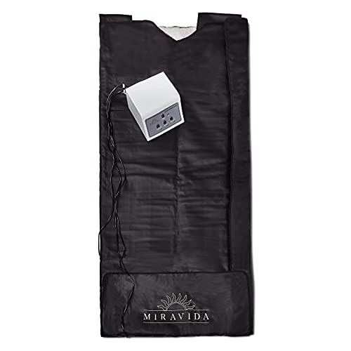 MIRAVIDA Infrared Sauna Blanket - Includes 25 Plastic Body Wraps - 3 Adjustable Far Infrared Heat Zones - Boost…