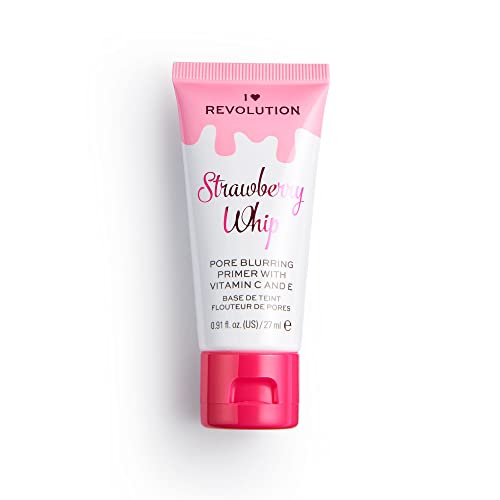 I Heart Revolution Strawberry Whip Primer, Pore Minimizer Cream, Makeup Primer With Vitamins C & E, Cruelty-Free, 0.91fl…