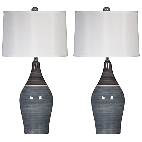 Signature Design by Ashley Niobe 28" Glazed Ceramic Table Lamp, 2 Count, Multicolored & Gray