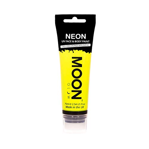 Moon Glow Supersize 2.54oz Blacklight Neon UV Face & Body Paint - Intense Yellow - with sponge applicator