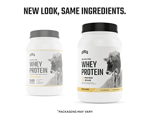 Levels Grass Fed 100% Whey Protein, No Hormones, Vanilla Bean, 2LB