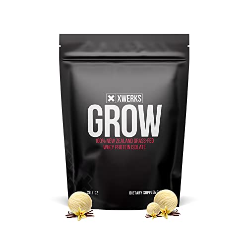 Xwerks Grow Vanilla Grass Fed Whey Protein Powder Isolate, Keto Friendly Cold Processed New Zealand Non-GMO All Natural…