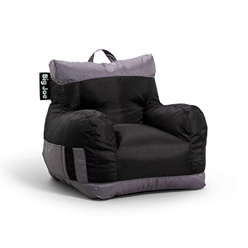 Big Joe Dorm Bean Bag Chair with Drink Holder and Pocket, Two Tone Black Smartmax, 3ft