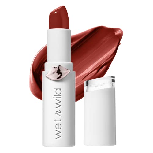 Lipstick By Wet n Wild Mega Last High-Shine Lipstick Lip Color Makeup, Brick Red Fire-Fighting