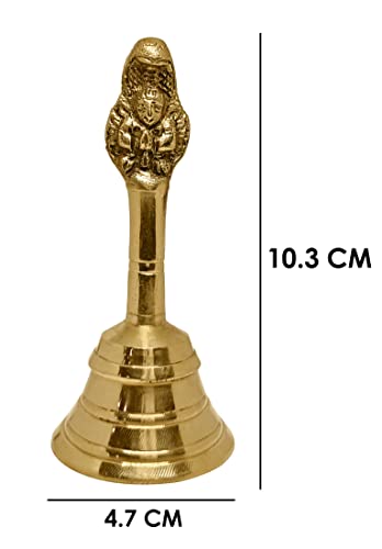 SATVIK 4 Inch Hindu Pooja Brass Bell with Handle Pujan Prayer Ghanti for Mandir and Home Puja Wedding Event Decoration…