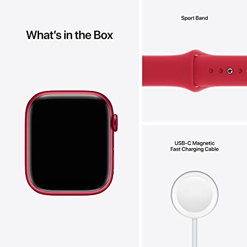 Apple Watch Series 7 [GPS 45mm] Smart Watch w/ (Product) RED Aluminum Case with (Product) RED Sport Band. Fitness Tracker, Blood Oxygen & ECG Apps, Always-On Retina Display, Water Resistant