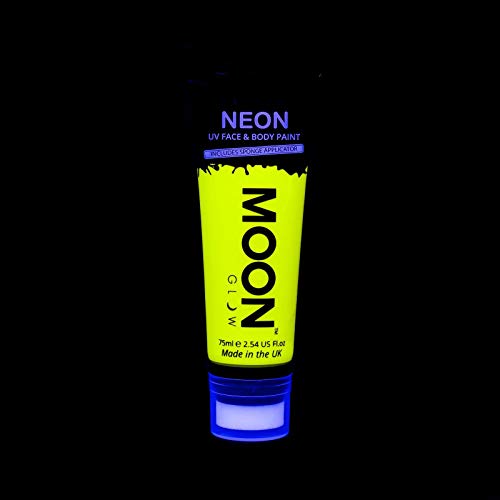 Moon Glow Supersize 2.54oz Blacklight Neon UV Face & Body Paint - Intense Yellow - with sponge applicator