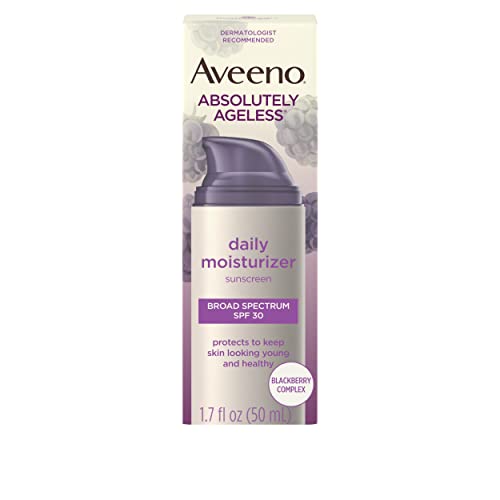 Aveeno Absolutely Ageless Daily Facial Moisturizer with Broad Spectrum SPF 30 Sunscreen, Antioxidant-Rich Blackberry…