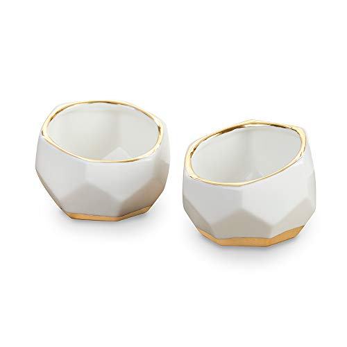 Kate Aspen 23216NA Geometric Ceramic Planters Decorative Bowls (Set of 2) Trinket Dish, Home, Room, Desk, Table Décor…