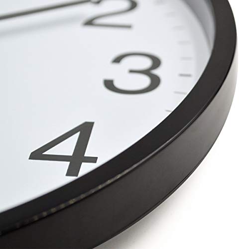 HIPPIH Clock Black Wall Clock Silent Non Ticking Quality Quartz - 10 Inch Round Easy to Read for Home Office & School…