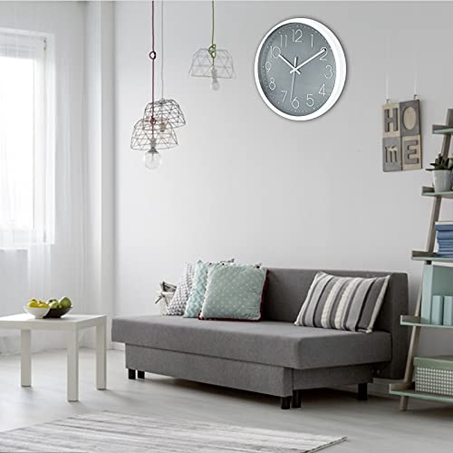 JUSTUP 12in Non-Ticking Wall Clock, Silent Battery Operated Wall Clock with ABS Frame HD Glass Cover for Kids Living…