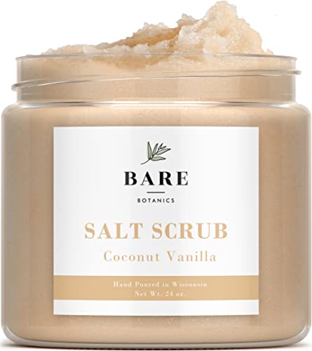BARE BOTANICS Body Scrub (Coconut Vanilla) – Gentle Exfoliator & Super Moisturizer | All Natural, Non-Greasy, No…