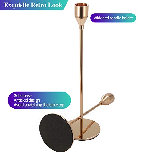 Anndason Set of 6 Pink Gold Candlestick Holders Pink Gold Candle Holder Taper Candle Holders Candle Holders Decorative…