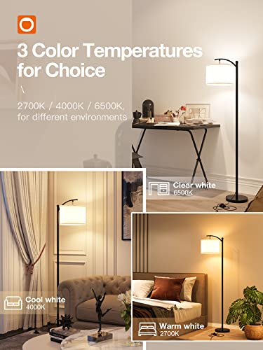 addlon Floor Lamp with 3CCT LED Bulb (9W), Lamp for Living Room with Beige Linen Lamp Shade, Modern Standing Lamp Floor…