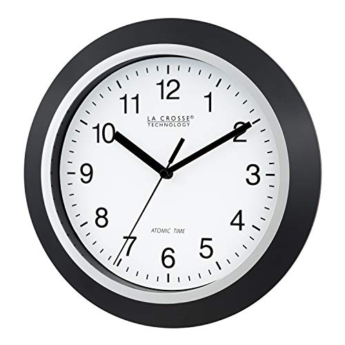 La Crosse Technology WT-3102B 10-Inch WWVB Self-set Analog Wall Clock and automatic DST reset,Black/silver