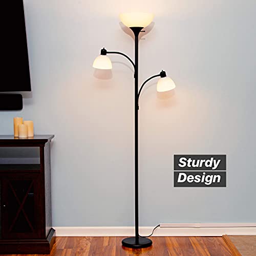 Brightech Sky Dome Double LED Floor lamp, Torchiere Super Bright Floor Lamp with 2 Reading Lamps for Living Rooms…