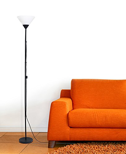 Simple Designs LF1011-BLK 1 Light Stick Torchiere Floor Lamp, Black