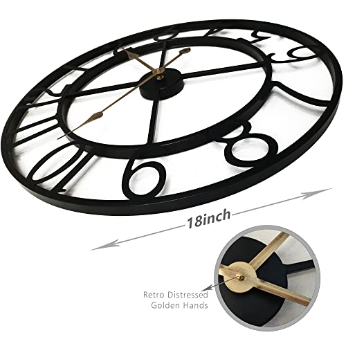 Qukueoy 18 Inch Thicker Metal Large Wall Clock Home Decorative Industrial Clocks with Big Arabic Numerals,Retro…