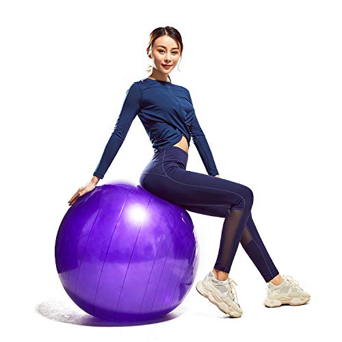 Fullgaden Exercise Ball (55-75cm) with Quick Foot Pump, Professional Grade Anti Burst & Slip Resistant Stability Balance…
