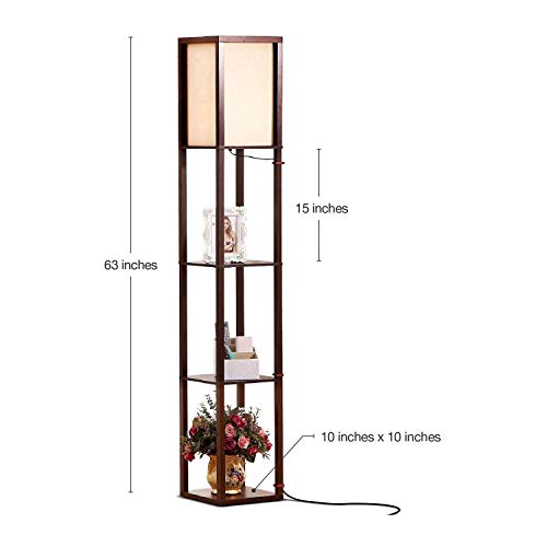 Brightech Maxwell - Modern Shelf Floor Lamp with Lamp Shade and LED Bulb - Corner Display Floor Lamps with Shelves for…