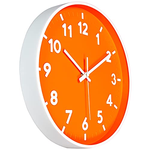 12 Inch 3D Number Modern Wall Clock,Round Bright Colorful Dial,Non Ticking Silent Quartz Battery Operated Wall Clocks…