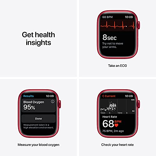 Apple Watch Series 7 [GPS 45mm] Smart Watch w/ (Product) RED Aluminum Case with (Product) RED Sport Band. Fitness Tracker, Blood Oxygen & ECG Apps, Always-On Retina Display, Water Resistant