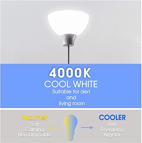 LED Floor Lamp, 5W Energy Saving Mordern Standing Silver Floor Lamp for Living Room, Office, 4000K Cool White, 1 Pack