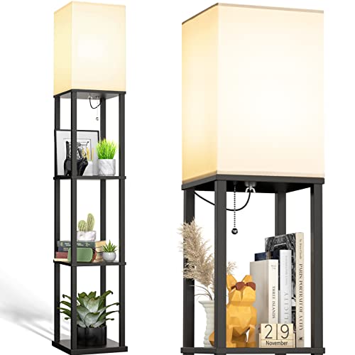 addlon Floor Lamp with Shelves, 4-Tier Modern Shelf Floor Lamp with 3CCT LED Bulb, Display Floor Lamp for Living Room…