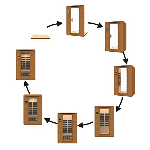 Dynamic Andora 2 Person Low EMF 6 Heating Panel Infrared Therapy Wood Dry Heat Sauna with MP3 Aux Connection for Home…