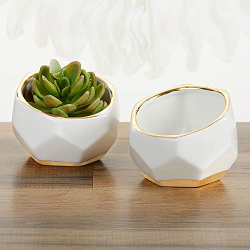 Kate Aspen 23216NA Geometric Ceramic Planters Decorative Bowls (Set of 2) Trinket Dish, Home, Room, Desk, Table Décor…