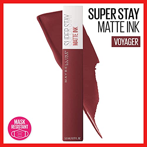 Maybelline Super Stay Matte Ink Liquid Lipstick Makeup, Long Lasting High Impact Color, Up to 16H Wear, Voyager, Deep…