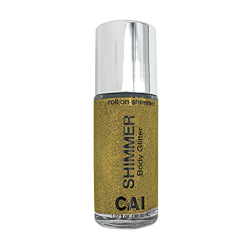 CAI Beauty NYC Gold Glitter | Easy to Apply, Easy to Remove | Roll On Shimmer for Body, Face and Hair | Holographic…