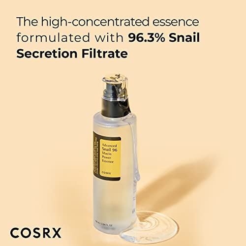COSRX Snail Mucin 96% Power Repairing Essence 3.38 fl.oz, 100ml, Hydrating Serum for Face with Snail Secretion Filtrate…