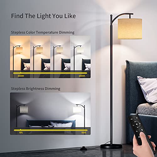 SUNMORY Arc Floor Lamp, Modern Floor Lamp with Romote Control and Stepless Dimmable Bulb, Metal Standing Lamps with…