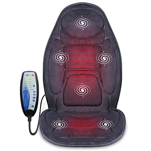 Snailax Vibration Massage Seat Cushion with Heat 6 Vibrating Motors and 2 Heat Levels, Back Massager, Massage Chair Pad…
