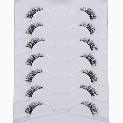 GMAGICTOBO False Eyelashes Natural Half Lashes Short Wispy Clear Band Lashes Pack Cat Eye 3D Faux Mink Lashes Fake…