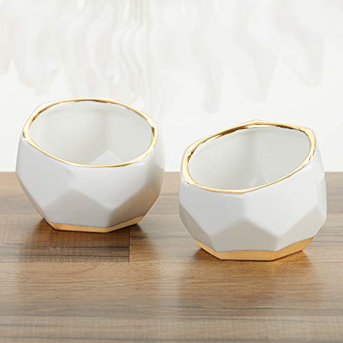 Kate Aspen 23216NA Geometric Ceramic Planters Decorative Bowls (Set of 2) Trinket Dish, Home, Room, Desk, Table Décor…