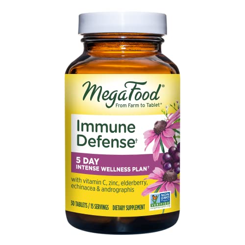 MegaFood, Immune Defense, Supports Immune and Cellular Health, 5-Day Intense Wellness Supplement Vegan, 30 Tablets (15…