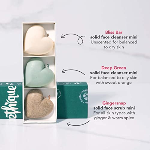 Ethique Luxurious Face Cleansing Trio Discovery Pack - Cleanser & Scrub - Plastic-Free, Vegan, Cruelty-Free, Eco…