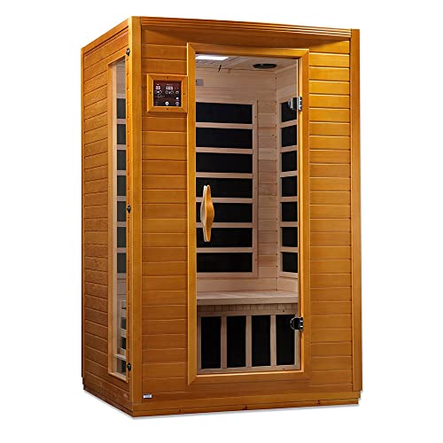 Dynamic Andora 2 Person Low EMF 6 Heating Panel Infrared Therapy Wood Dry Heat Sauna with MP3 Aux Connection for Home…